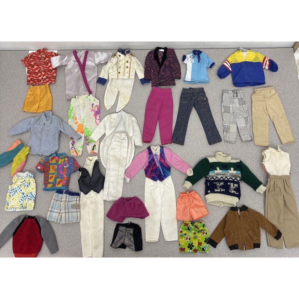Barbie Ken Doll Vintage Clothing Lot Of 29 Pieces, Shorts, Shirts, Sets, Pants